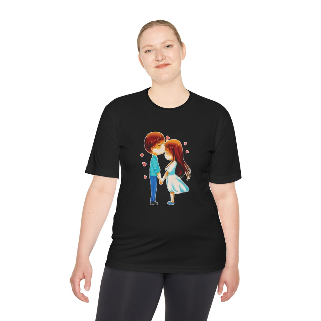 Cute Couple Cartoon Tee — Kissing Love Illustration T-Shirt for Couples & Valentine’s Day