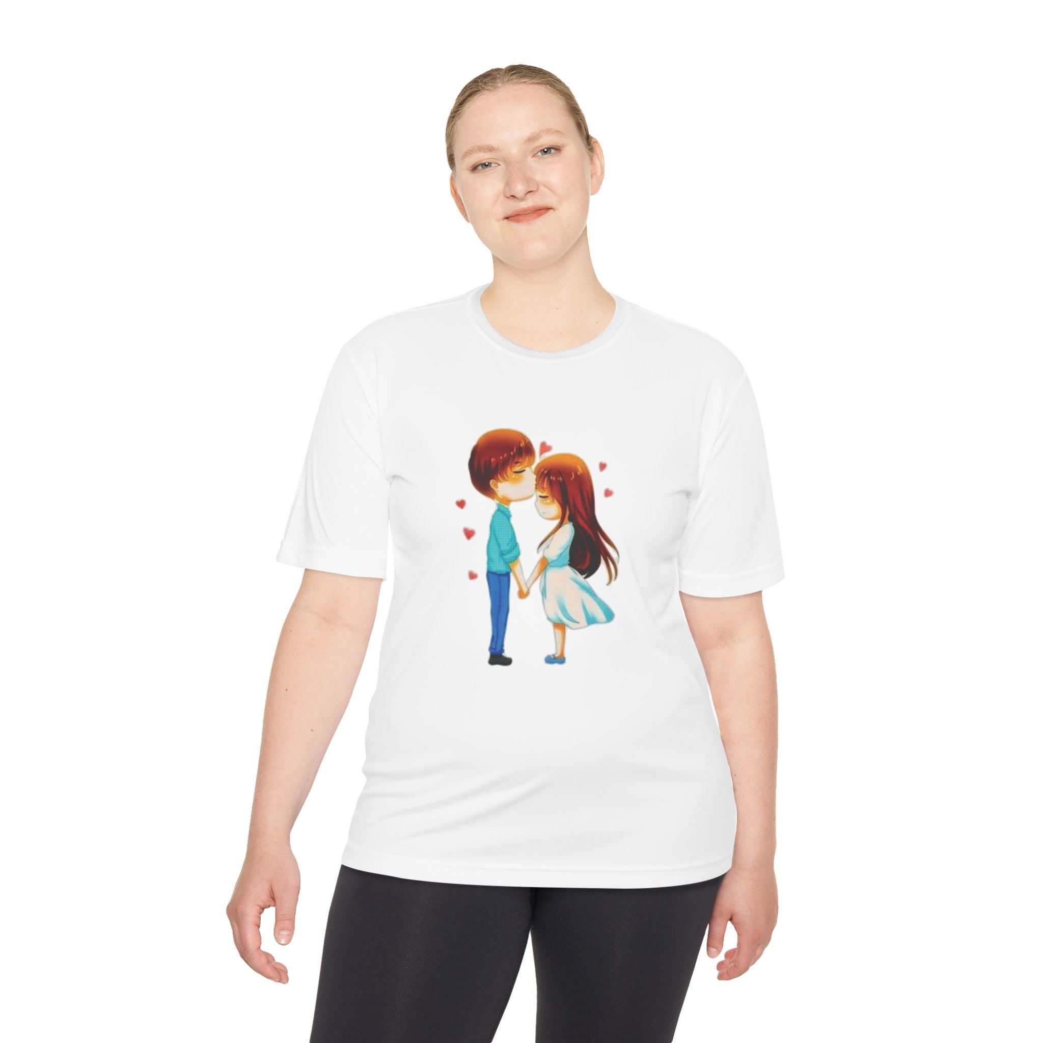 Cute Couple Cartoon Tee — Kissing Love Illustration T-Shirt for Couples & Valentine’s Day