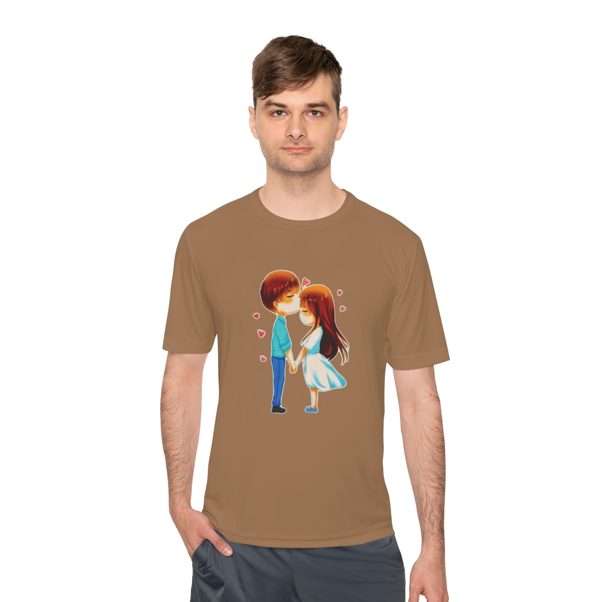 Cute Couple Cartoon Tee — Kissing Love Illustration T-Shirt for Couples & Valentine’s Day