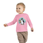 Toddler Long Sleeve Tee — Surfing Penguin Graphic