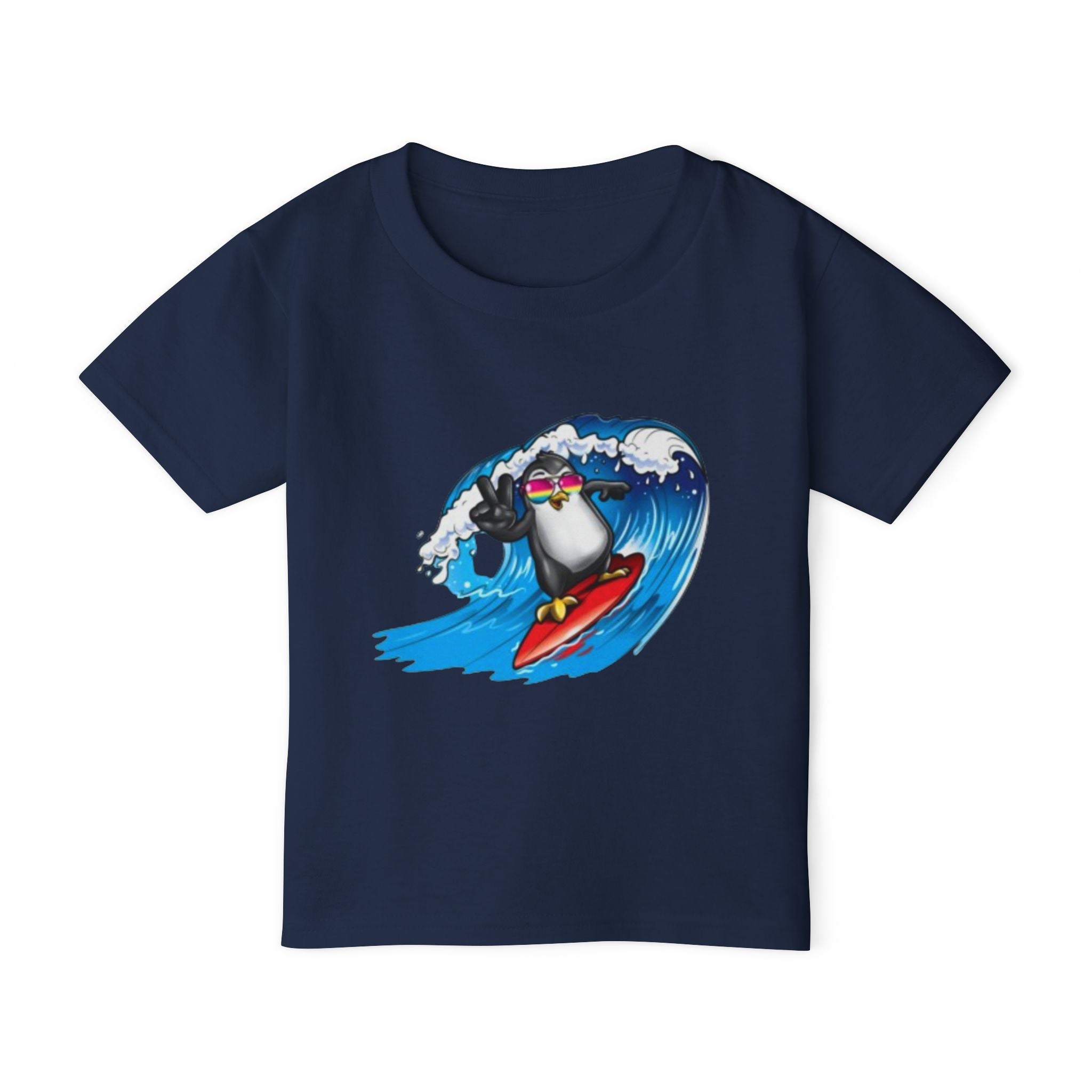 Toddler T‑Shirt — Surfing Penguin Cute Kids Tee