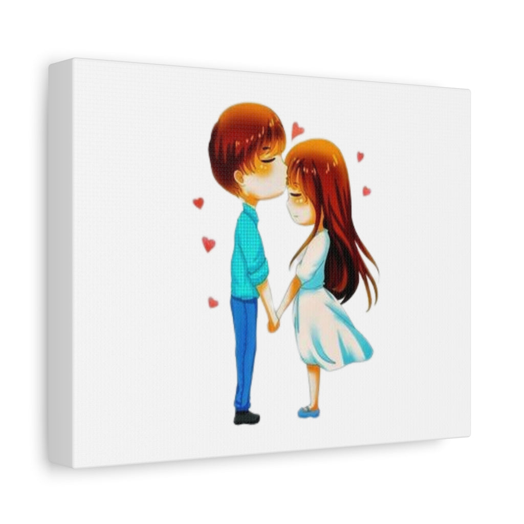 Romantic Couple Illustration Canvas Print — Kissing Pair Wall Art (1.25")