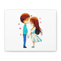 Romantic Couple Illustration Canvas Print — Kissing Pair Wall Art (1.25")