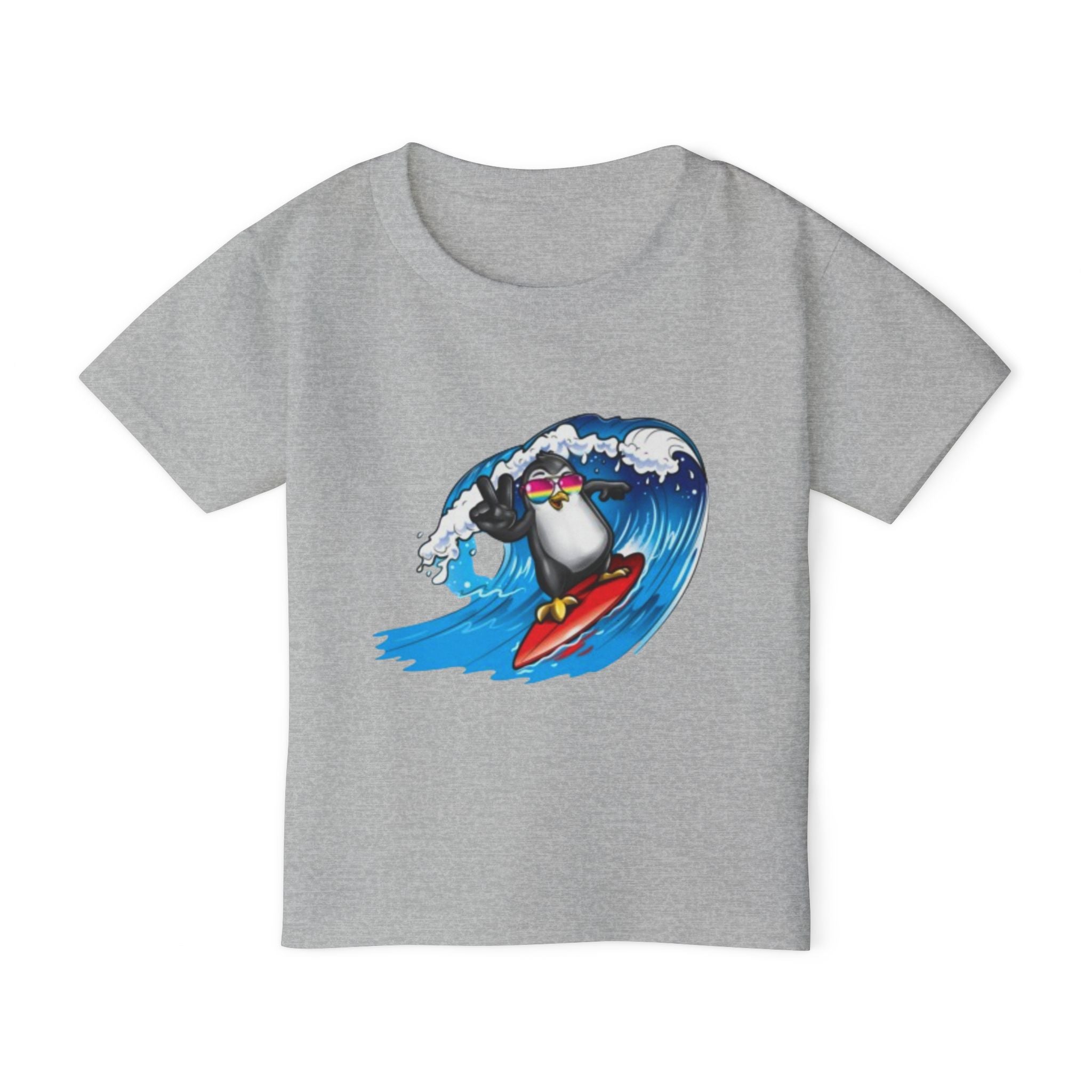 Toddler T‑Shirt — Surfing Penguin Cute Kids Tee