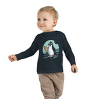 Toddler Long Sleeve Tee — Surfing Penguin Graphic