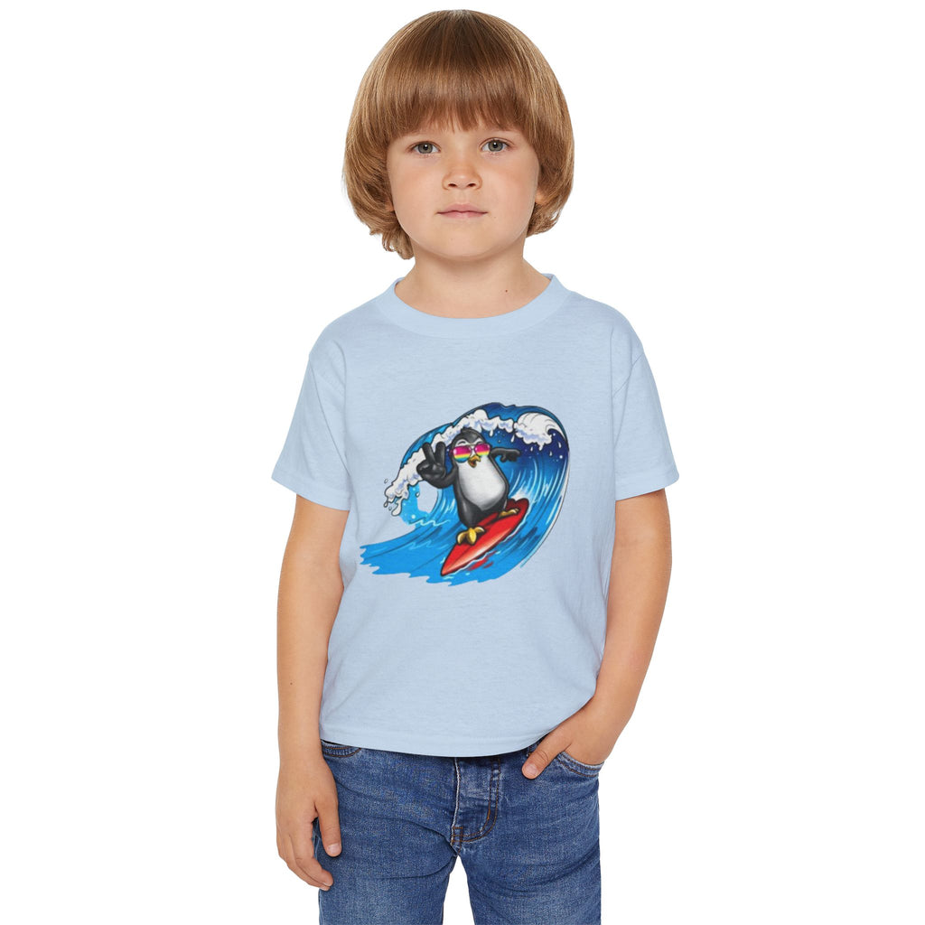 Toddler T‑Shirt — Surfing Penguin Cute Kids Tee