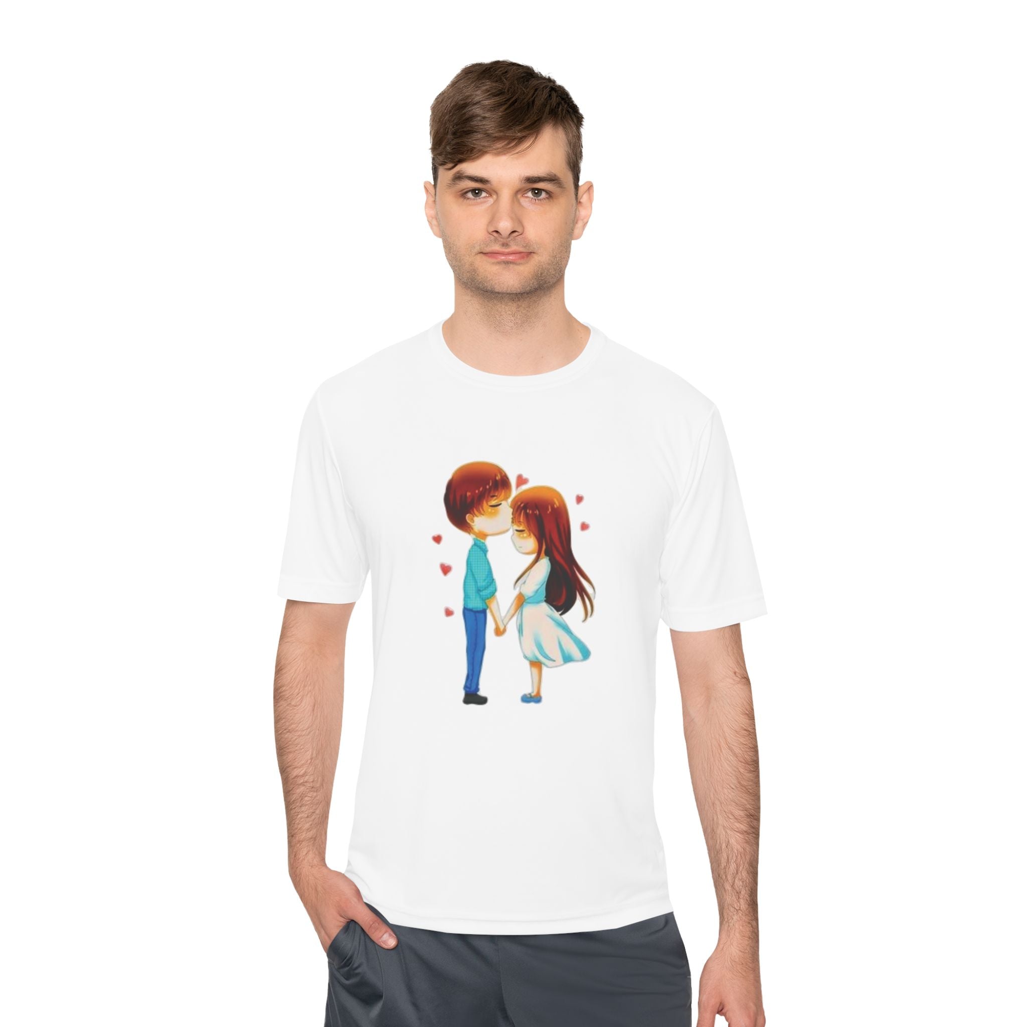 Cute Couple Cartoon Tee — Kissing Love Illustration T-Shirt for Couples & Valentine’s Day