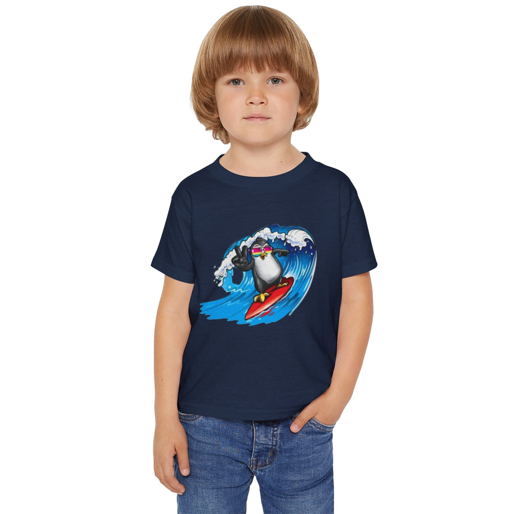 Toddler T‑Shirt — Surfing Penguin Cute Kids Tee